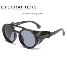 Load image into Gallery viewer, Men&#39;s and Women&#39;s round Sunglasses Retro Fashion Leather Personalized Sunglasses Fashionable Side Cover Style
